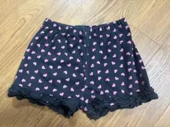 ミキハウス　黒短パン120〜130センチ　ピンクハート柄　かわいい　ウエストゴム
