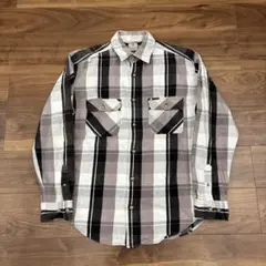 90s 00s カーハート ビンテージヘビーネルシャツ 白黒グレー サイズXL