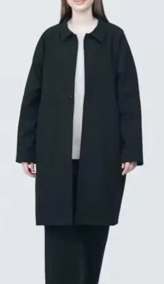 【新品】無印良品 洗える中綿 ステンカラーコート Lサイズ ブラック黒 セール】紳士 洗える中わた ステンカラーコート（ステンカラー