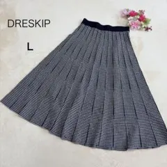 【DRESKIPドレスキップ】千鳥格子柄 プリーツロング総ゴムスカート Lサイズのサムネイル
