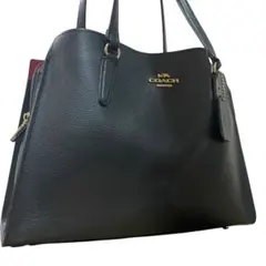 【激神】コーチ トートバッグ シボ革 ブラック ゴールド金具 A4収納可能