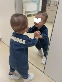 オールドミキハウス デニムロンパース 70-80cm バックプリント