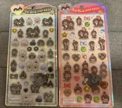 モンチッチ うるちゅるポップシール　白黒 赤 2枚セット