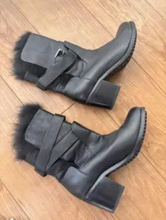 値下げしました！ブラック レザーブーツ 23cm｜内側ファー・美品