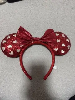 2／1まで　ミニー耳カチューシャ 赤 ハート模様