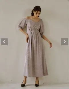 【新品】Meandering waist tuck flare dressグレー