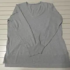 【美品】無印良品 グレー Vネック セーター Mサイズ 綿・シルク