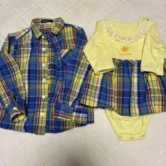 moujonjon おそろい 2枚セット70cmロンパース 100cmシャツのサムネイル