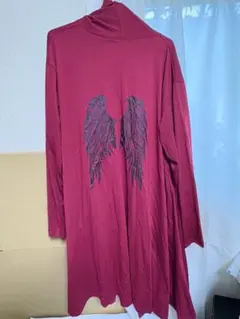 最終値下げ・NiER CLOTHING バーガンディ翼プリントカーディガンのサムネイル