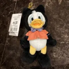 ドナルドダック 黒猫ぬいぐるみ キーホルダー付き