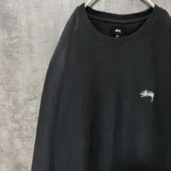 【人気デザイン】ステューシー 刺繍ロゴ スウェット 黒 L トレーナーのサムネイル