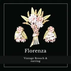 激レア☆初期Florenza☆フラワーブーケのブローチとイヤリングセット