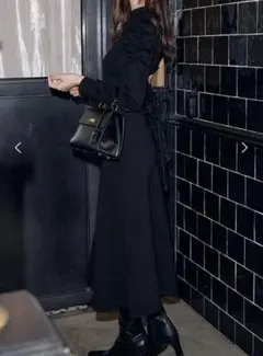 新品タグ付EIMY ISTOIREバックオープンレースリボンニットワンピースF