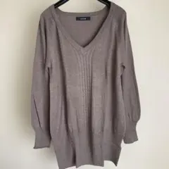 mystic グレー Vネック 長袖 ニット セーター アンゴラ混 柔らか