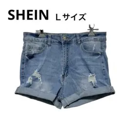 SHEIN デニムショートパンツ Lサイズ 40/42 ショーパン ダメージ加工