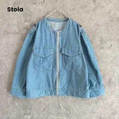 Stola　ストラ　デニム　コットンブルゾン　ジップアップ　薄手　アウター　L