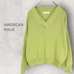 【アメリカンホリック】オーバーサイズニット F Vネック パステル カジュアル