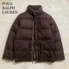 90s ポロラルフローレン ダウンジャケット ポニーロゴ ジップアップ ブラウン