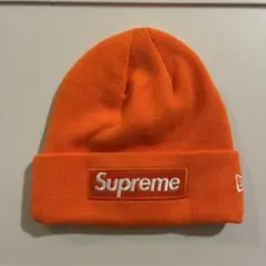 Supreme New Era boxlogo ビーニー ニット帽 オレンジ