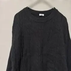 ハニーズ　ケーブルニットセーター(M)ブラック　クルーネックハイゲージ