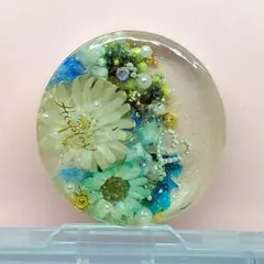 ドライフラワー マトリカリアネックレス 水色 レジン - メルカリ
