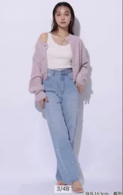 リランドチュール パールビジュー付きデニムパンツ Mサイズ【美品】のサムネイル