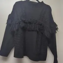 MURUA 絨邊黑色長袖針織衫