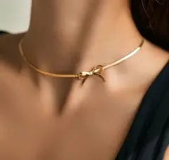 ネックレス 【大人気】♡リボン 流行 スネーク チョーカー サージカルステンレス