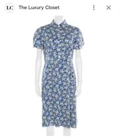 PRADA プラダ 花柄 シャツワンピース ブルー コットン 40 Mのサムネイル