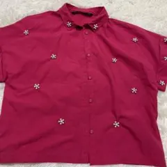 ZARA BASIC ピンク 半袖シャツ S 花モチーフのサムネイル