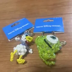東京ディズニーリーゾート　キーチェーン　ビーズ　ドナルド&マイク