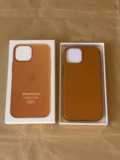 iPhone 13mini 純正レザーケース ゴールデン ブラウン