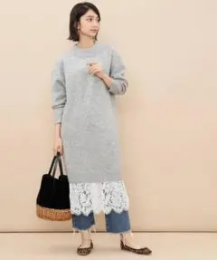 レース付きニットワンピース【アダムエロペ】