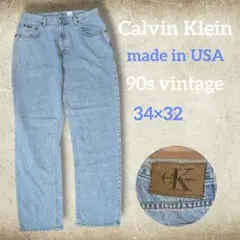 【USA製90s】カルバンクラインW34アイスブルー cKバギールーズストレートのサムネイル