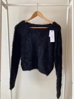 新品　未使用　ReEDIT 黒　シャギーニット