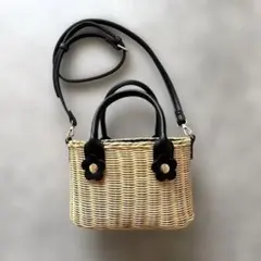 【美品】マリークワント ラタン カゴバッグ 2way ショルダーバッグ デイジー