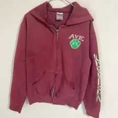 ジャージーズ パーカー フルジップ 長袖 プリント L 赤紫 綿ポリ 通学