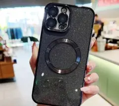 MagSafe対応 ラメ入り iPhoneケース 緑 iPhone15Pro