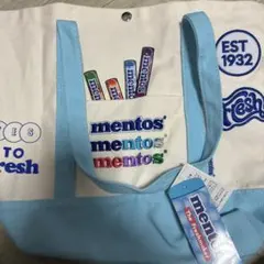 mentos トートバッグ 青色 ロゴ入り