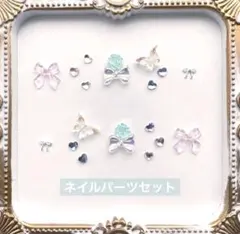 ネイルパーツセット　蝶×リボン×ローズ　ゆめかわ　ガーリー　パステル　まとめ売り