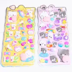 ★３Ｄシール２枚セット★マシュマロシール★おしりぷにぷに★うさぎ・くま★Ｅ３４