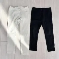 ユニクロ　リブ　レギンス　ブラック　ホワイト　100 110