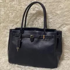 傳濱野 den HAMANO ミーティア トートバッグ ハンドバッグ 本革 黒