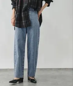 グローバルワーク GOODデニムストレートパンツ ブルー XL