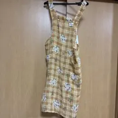 花柄チェックエプロン Mサイズ
