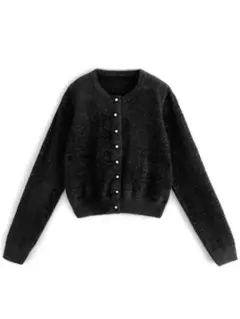 GRL ラメフェザーニットカーディガン[kz443] ブラック