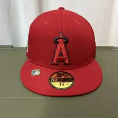 大谷翔平バッジ付き。New Era ロサンゼルスエンゼルス キャップ 7 3/4