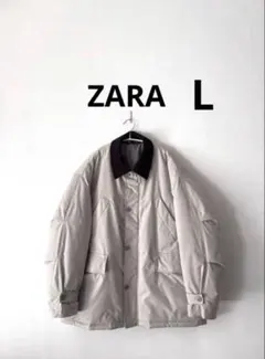 極美品　ZARA ザラ　コーデュロイ襟パフジャケット　中綿ハンティングジャケット