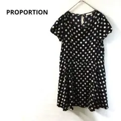 プロポーション　半袖ワンピース　ネイビー/ホワイト 　ポルカドット　L