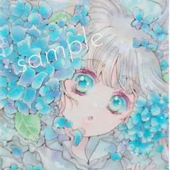 B5サイズ】愛 あじさい キラキラ寄り添い空シーサー 詞絵 筆文字